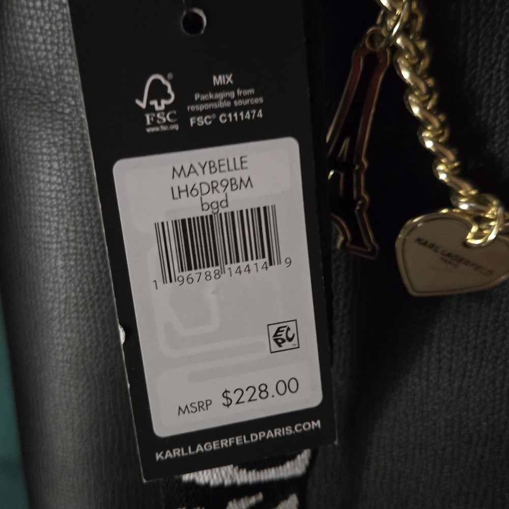 Karl Lagerfeld Black Bag with Logo Strap And Mini Coin Pouch - Picture 5 of 7